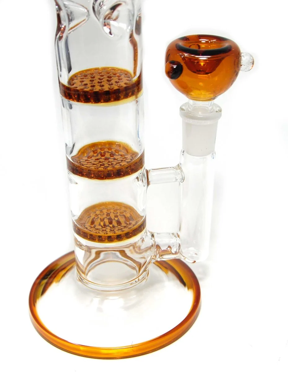 11" Glass Water PIpe with Honeycome Filter and Ice Pinch - Image 3