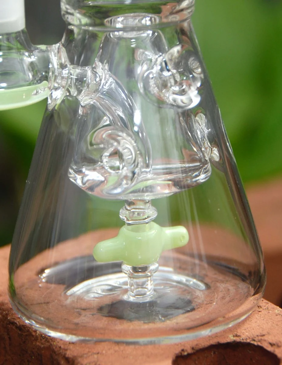 7.5" Green Thick Glass Water Pipe Recycler - Image 5