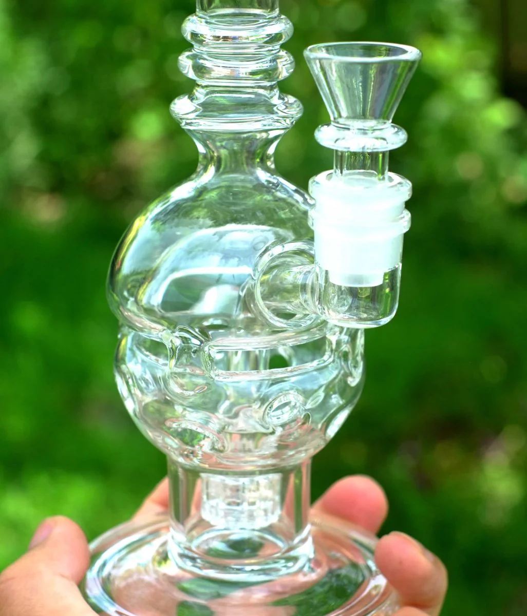 9" Glass Recycler Water Pipe with Matrix Percolator - Image 3